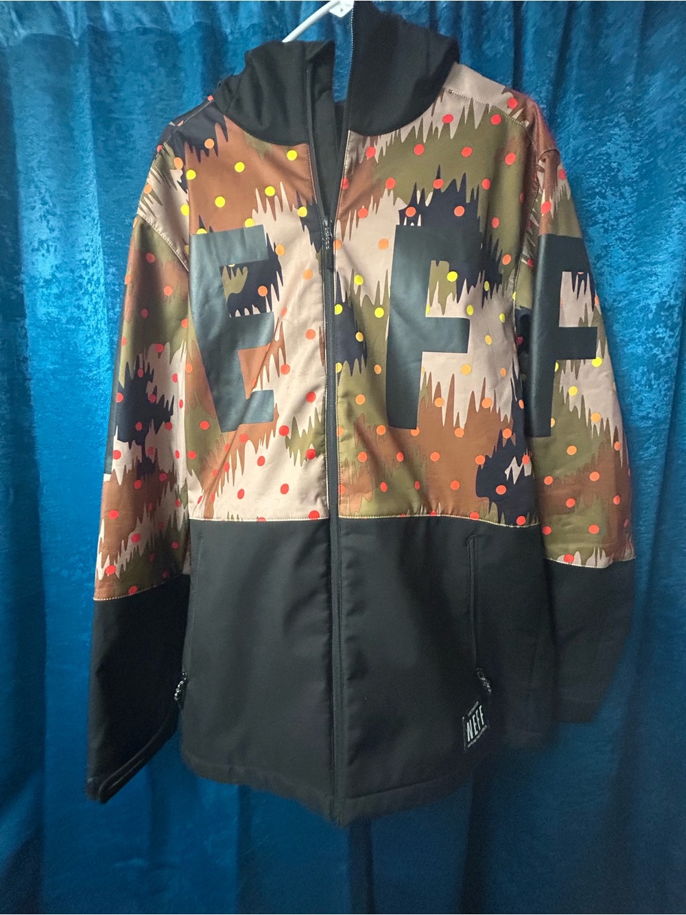 Neff Multicolor Graphic Hooded Ski Jacket with Black Panels